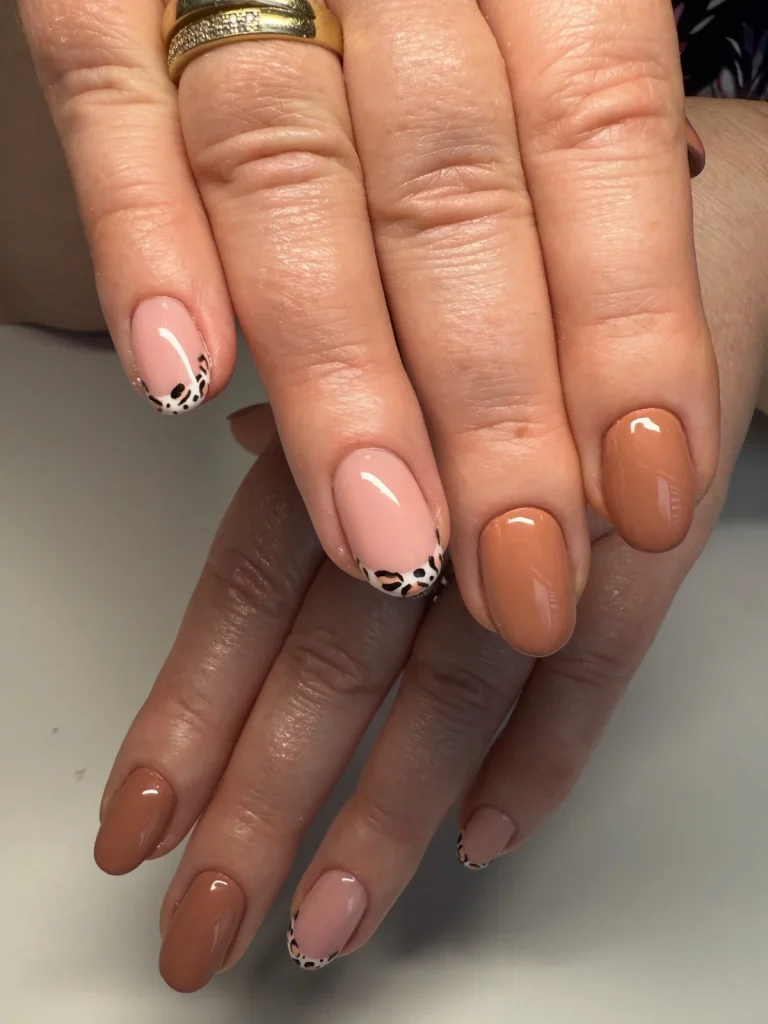 manicure hybrydowy nude panterka
