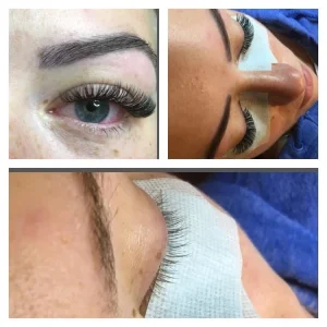 Klasyczne przedłużanie rzęs 1:1 – efekt przed i po stylizacji w salonie IzuBeauty