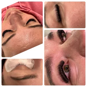 Przedłużanie rzęs objętościowe – detale stylizacji i efekt końcowy wykonany w salonie IzuBeauty