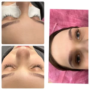 Stylizacja brwi i rzęs – efekt przed i po zabiegu w salonie IzuBeauty